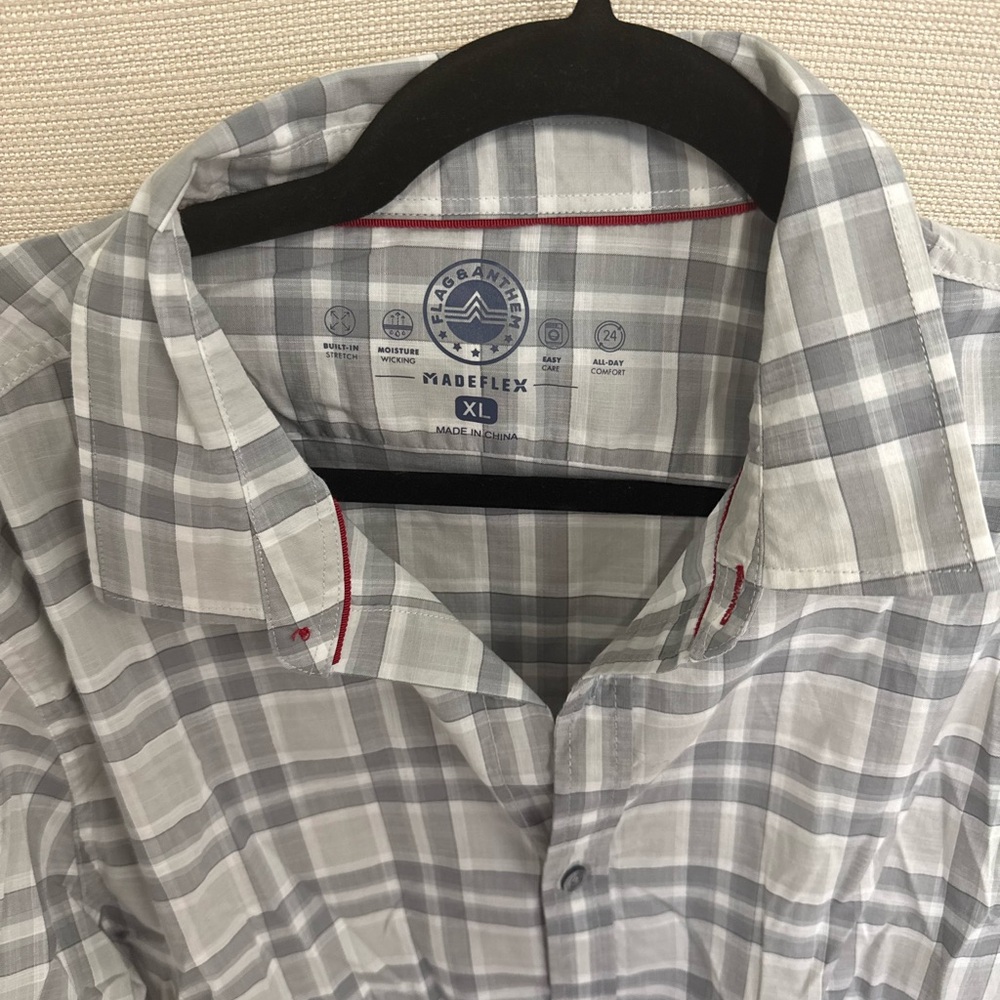 Plaid Blue and Gray Casual Button Down Shirt - Picture 2 of 3